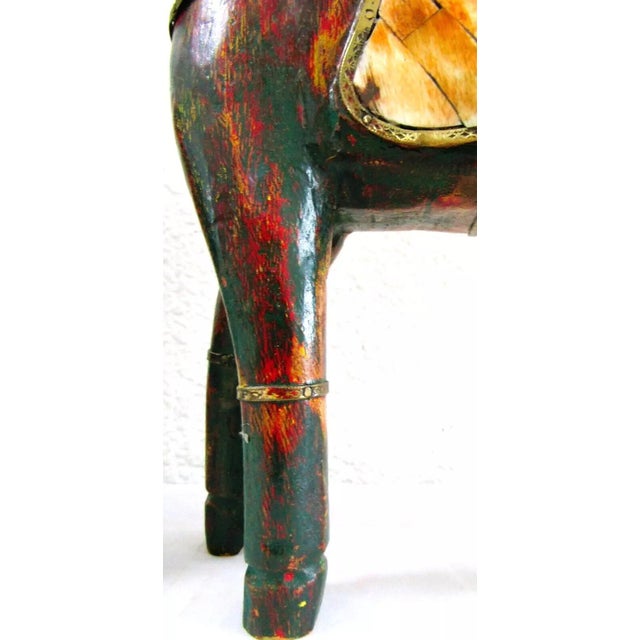 1950s 1950s Vintage Pair of Tall Solid Wood Carved Horse Sculptures With Copper and Brass Accents For Sale - Image 5 of 12