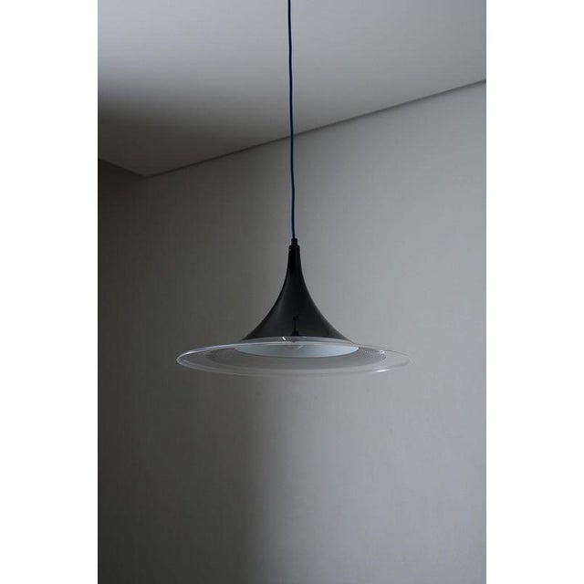 Black and Clear Acrylic Trumpet Pendant, 1980s For Sale - Image 9 of 10