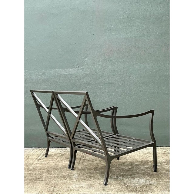 Gray Vintage McKinnon and Harris Cast Aluminum Chairs With Ottomans - A Pair For Sale - Image 8 of 18