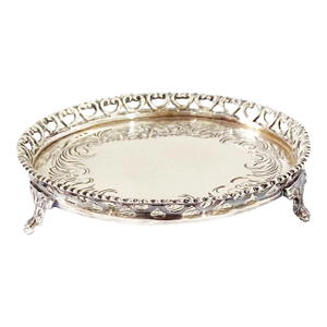Vintage Engraved Footed Portuguese 833 Silver Salver