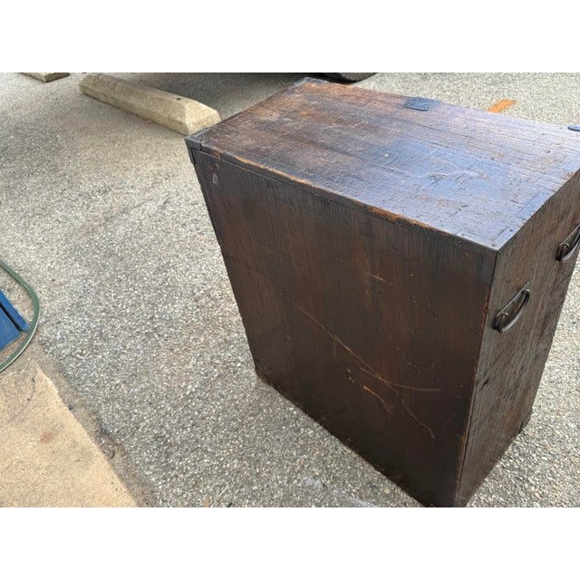 Vintage Antique Pine Campaign Chest With Iron Hardware For Sale In Philadelphia - Image 6 of 12