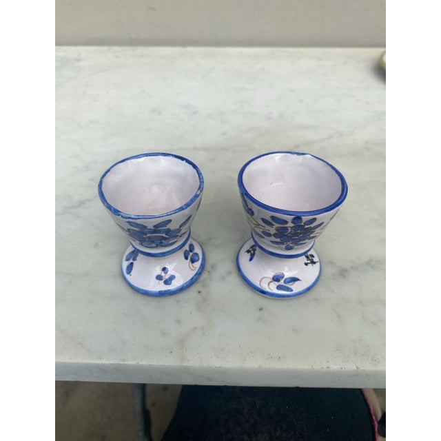 Pair of Blue & White Faience Egg Cups Martres Tolosane.