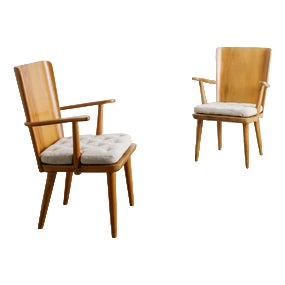Swedish Modern Wooden 510 Armchairs in Pine by Göran Malmvall for Svensk Fur, 1940s, Set of 2 For Sale
