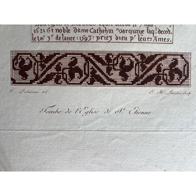 Antique French Engraving From the Roger De Gaignières Collection – Beauvais Tomb Monument For Sale - Image 4 of 5