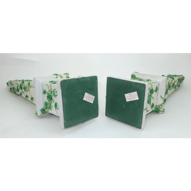 Vintage Chinese Ceramic Garden Ivy Obelisks, a Pair For Sale - Image 9 of 12