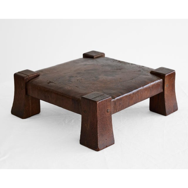 Brown Gustav Stickley Arts & Crafts Leather Footstool, American No. 302, Circa 1910 For Sale - Image 8 of 18