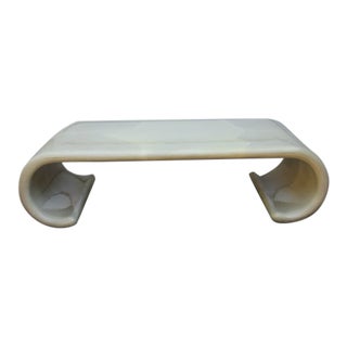 Karl Springer Style Lacquered Scroll Coffee Table For Sale