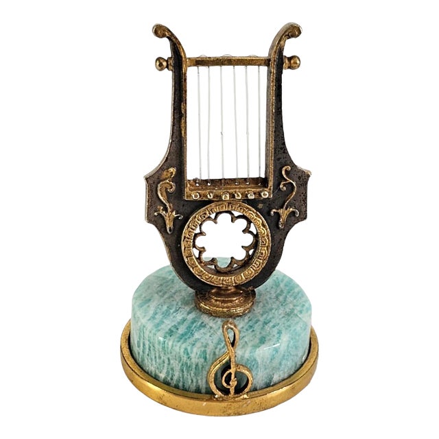 Angeletti Italian Silver Place Card Holder Lyre Music Design For Sale