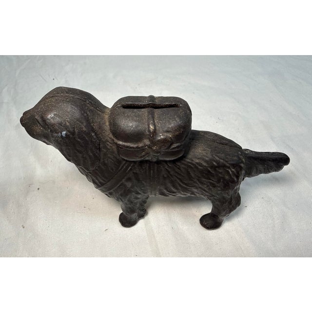 Metal Antique Early 1900's Cast Iron St Bernard Dog Pack Still Coin Bank a.c. Williams For Sale - Image 7 of 10