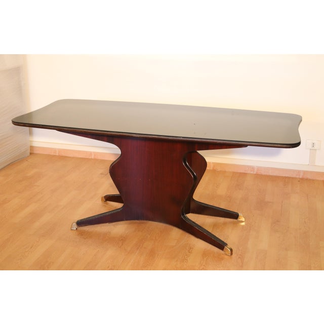 Mid-Century Modern Mahogany and Black Glass Dining Table by Osvaldo Borsani for Fratelli Turri, Italy, 1950s For Sale - Image 3 of 13