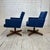 Pair of Blue Swivel Office Arm Chairs by Hibert Risom Knoll Style For Sale - Image 4 of 12