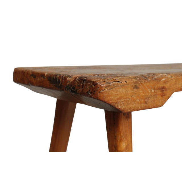 Wood Primitive Plank Wood Bench For Sale - Image 7 of 8