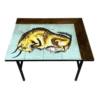 Vintage Ceramic Coffee Table with Bull Motif, 1960 For Sale