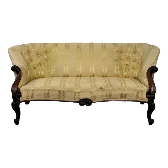 19th Century English Mahogany Settee For Sale