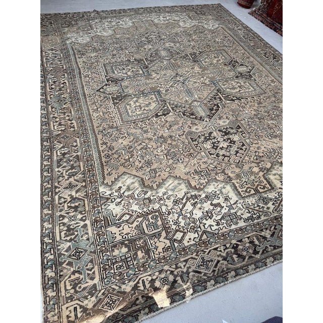 MUTED Vintage Heriz with Quiet Power Slate Rug 10 x 13 For Sale - Image 12 of 12