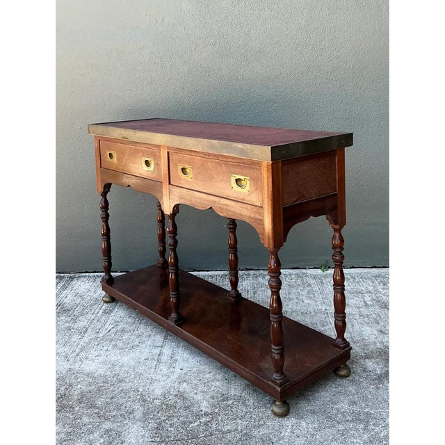 Vintage Double Sided Campaign Console Table For Sale In West Palm - Image 6 of 12