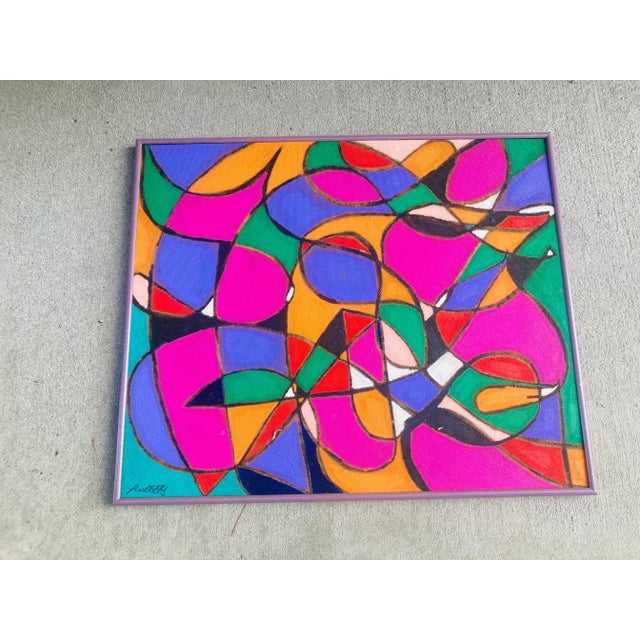 Post Modern Abstract Painting, Framed For Sale - Image 4 of 7