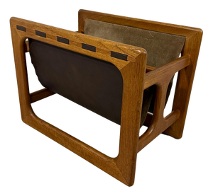 Teak and Leather Magazine Holder from Salin Mobler, 1960s