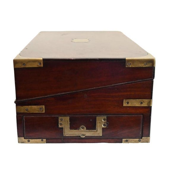 Antique Victorian Mahogany Campaign Writing Slope, 1850 For Sale - Image 3 of 3
