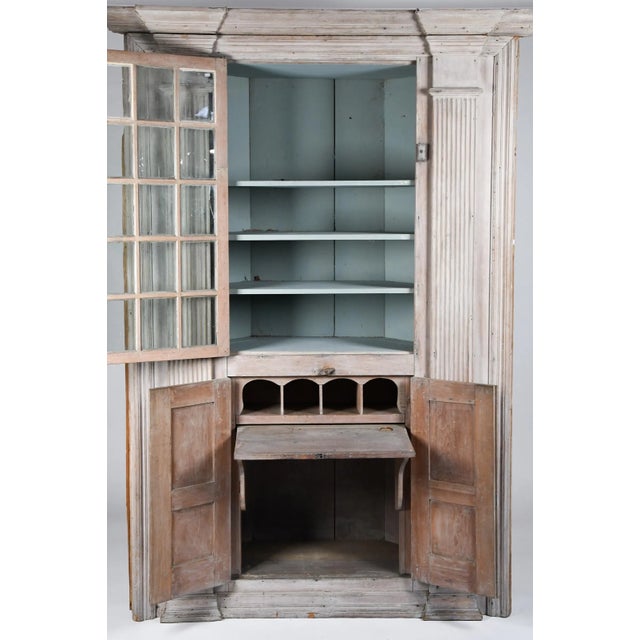 Monumental Architectural 18th Century Painted Corner Cabinet Secretary For Sale - Image 4 of 9