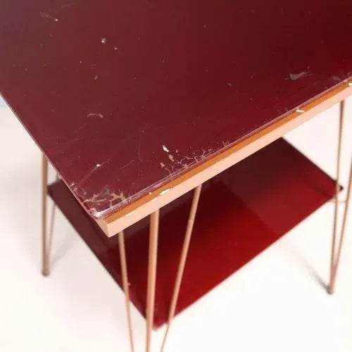 Brown Vintage Side Table with Metal Frame and Double Glass Top, 1960s For Sale - Image 8 of 11