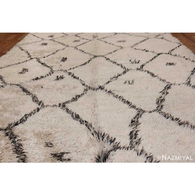 Moroccan Nazmiyal Collection Ivory Shag Vintage Beni Ourain Moroccan Rug For Sale - Image 3 of 8