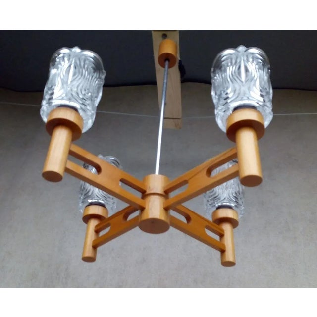 Brown Vintage Type 7141/410 Chandelier by Drevo Humpolec for Inva Litomerice, 1970s For Sale - Image 8 of 11