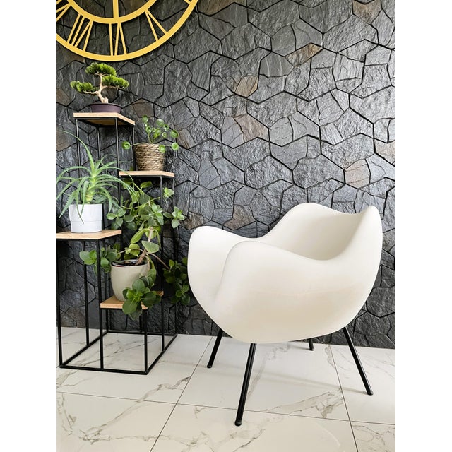 20th Century Modernism Matte White RM58 Armchair by Vzór for Roman Modzelewski For Sale - Image 7 of 18