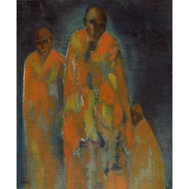 Attrib. Tate Adams Mystical Monks in Saffron Robes, 1920s, Paint and Canvas For Sale - Image 9 of 9
