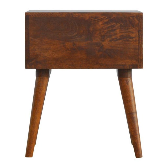 Metal Geo Brass Inlay Chestnut Nightstand For Sale - Image 7 of 7