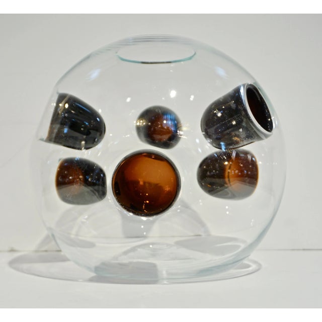 A unique blown deconstructed creation by Vistosi in Memphis Group style worked with an unusual and rare technique, the...