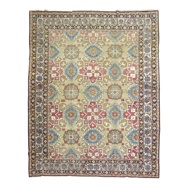 Antique Zabihi Collection Lavar Kirman Rug - 8'10" x 12' For Sale