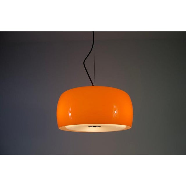 Mid-Century Orange Glass Ceiling Lamp attributed to Stilnovo, Italy, 1960s For Sale - Image 16 of 17