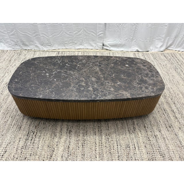 Rh Mulholland Emperador Plinth Rectangular Coffee Table – 60" For Sale In Columbus - Image 6 of 18