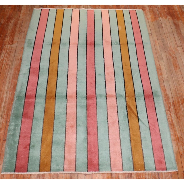 A funky handwoven Turkish deco rug from the middle of the 20th century Measures: 5'1'' x 8'4''.