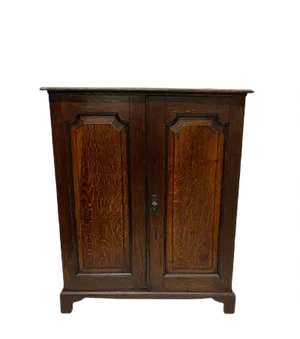 Small English 2 Doors Oak Wall Cupboard, 1820s