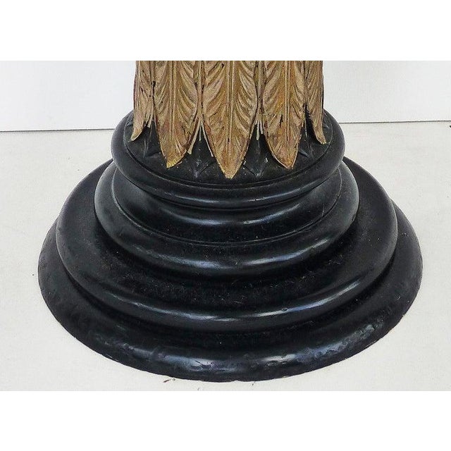 Antique Giltwood Ebonized Piano Stool with Velvet Upholstered Seat Offered for sale is an early 20th-century carved wood...