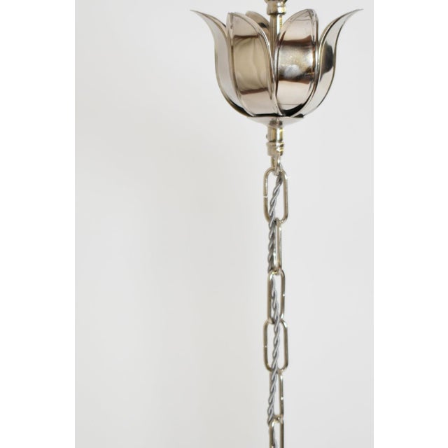 Granada Nickeled Brass and Opaline Pendant Lamp by Barracuda Interiors For Sale - Image 5 of 6