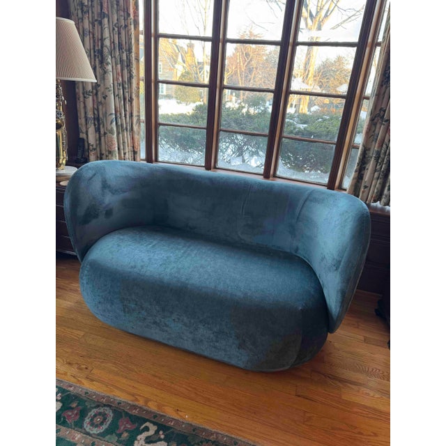 Ferm Living Rico 2 seater sofa in blue velvet Retail price $4689 in excellent condition, like brand new Just gorgeous -...