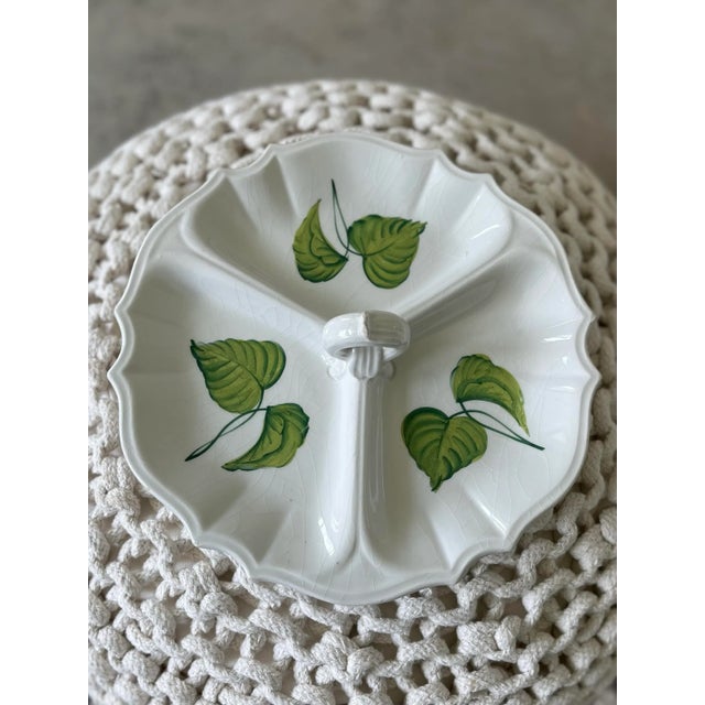Vintage Italian Hand-Painted Ivy Relish Dish For Sale - Image 9 of 10