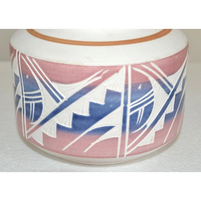 Ceramic 1990 Signed Vintage Southwestern Abstract Folk Art Vase Ceramic Pottery Earth Color For Sale - Image 7 of 12