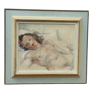 Erik Magnusson, Reclining Nude Woman, 1960s, Oil on Canvas, Framed For Sale