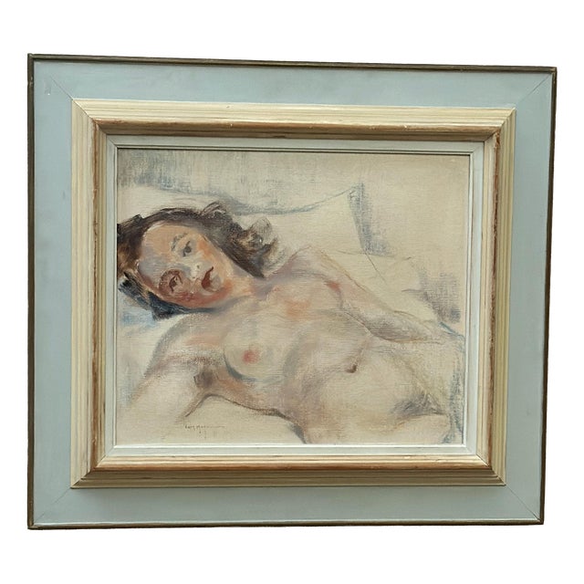 Erik Magnusson, Reclining Nude Woman, 1960s, Oil on Canvas, Framed For Sale