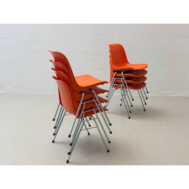 Orange Europa Stacking Chair by Helmut Starke for Embru, 1970s For Sale - Image 8 of 17