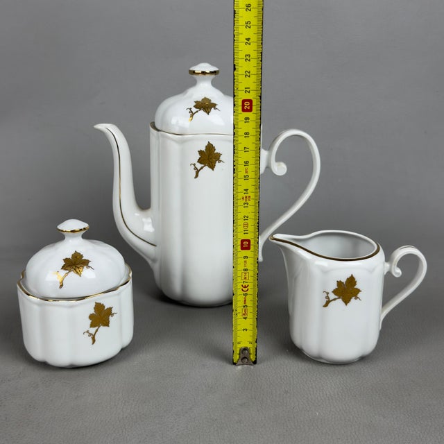 Gold Leaf Porcelain Tea Set from Regent Alba Iulia, Set of 27 For Sale - Image 11 of 12