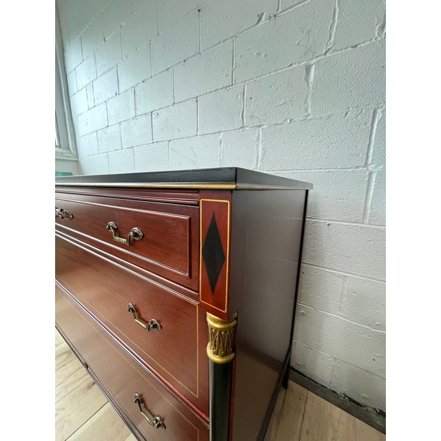 Brown Regency RWay Dresser, Antique Wood, Elegant Design, Vintage Storage For Sale - Image 8 of 12