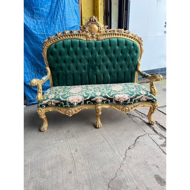 Throne Sofa Settee Love Seat in Gold Leaf For Sale - Image 12 of 12