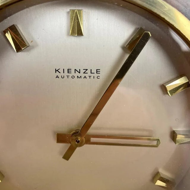 Hollywood Regency Brass & Walnut Table Clock from Kienzle, Germany, 1960s For Sale - Image 9 of 18