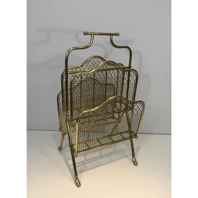 Maison Jansen, Neoclassical Brass Magazine Rack, French, circa 1940 For Sale - Image 6 of 13