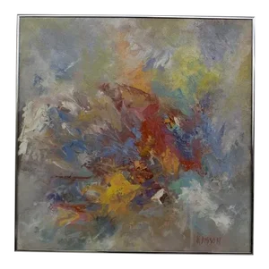 Mid Century Modern Abstract Soft Colors Silver Frame